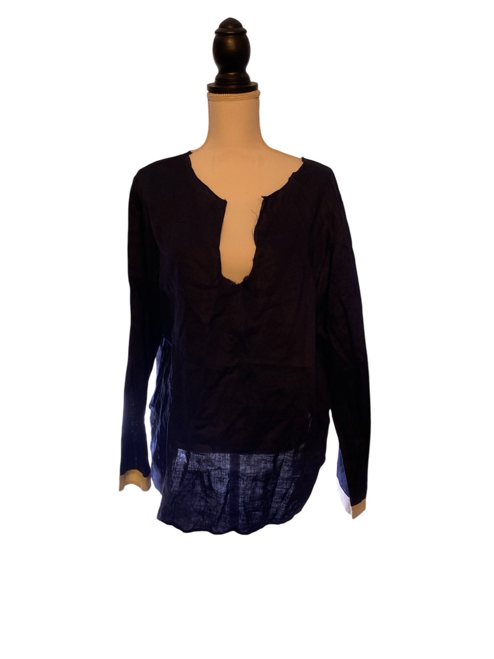New Ralph Lauren Linen Yacht Navy Blouse Top Nautical XL Extra Large